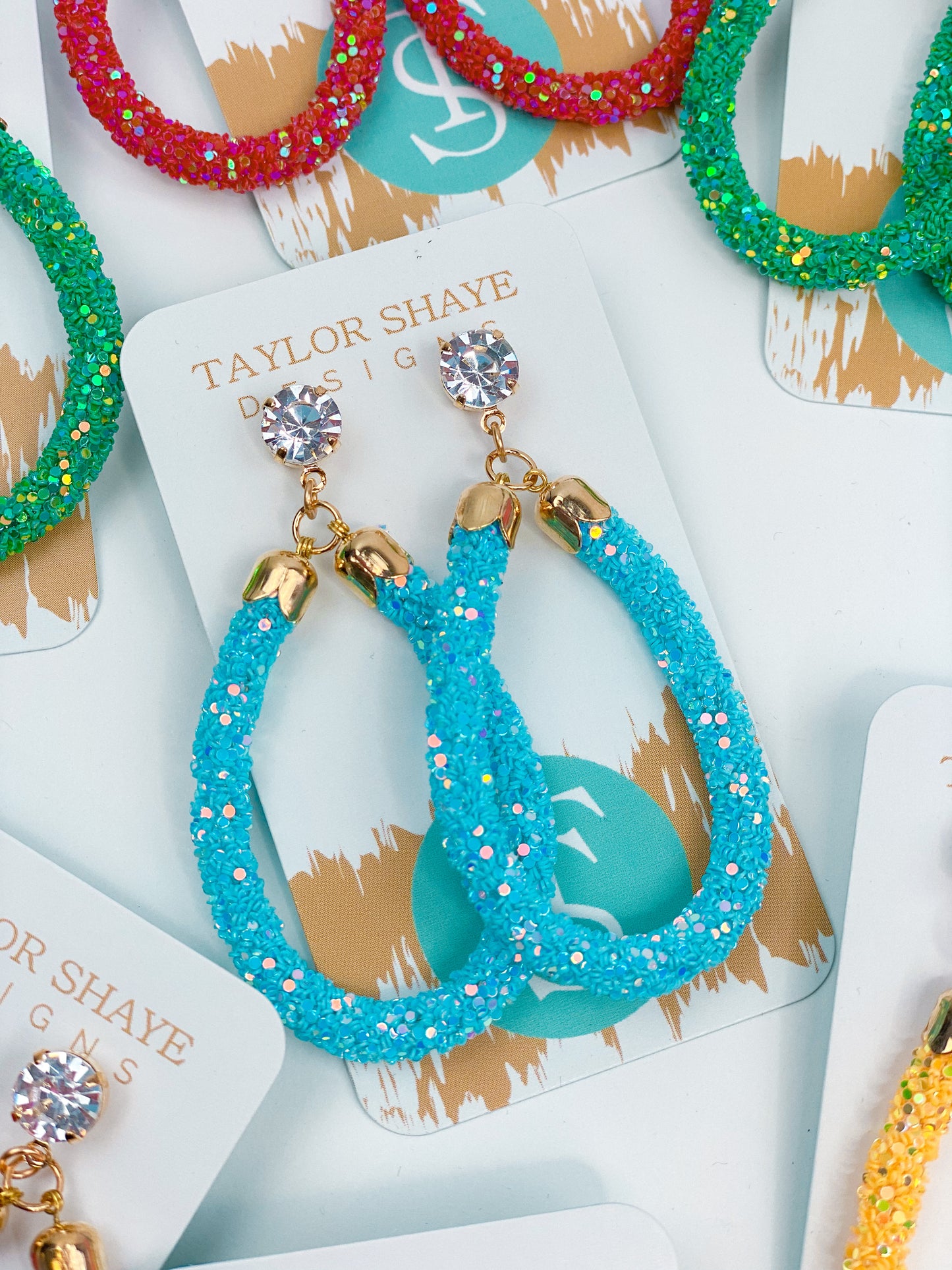 Green Glitter Teardrops