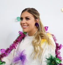 Load image into Gallery viewer, Mardi Gras Puff Hoops
