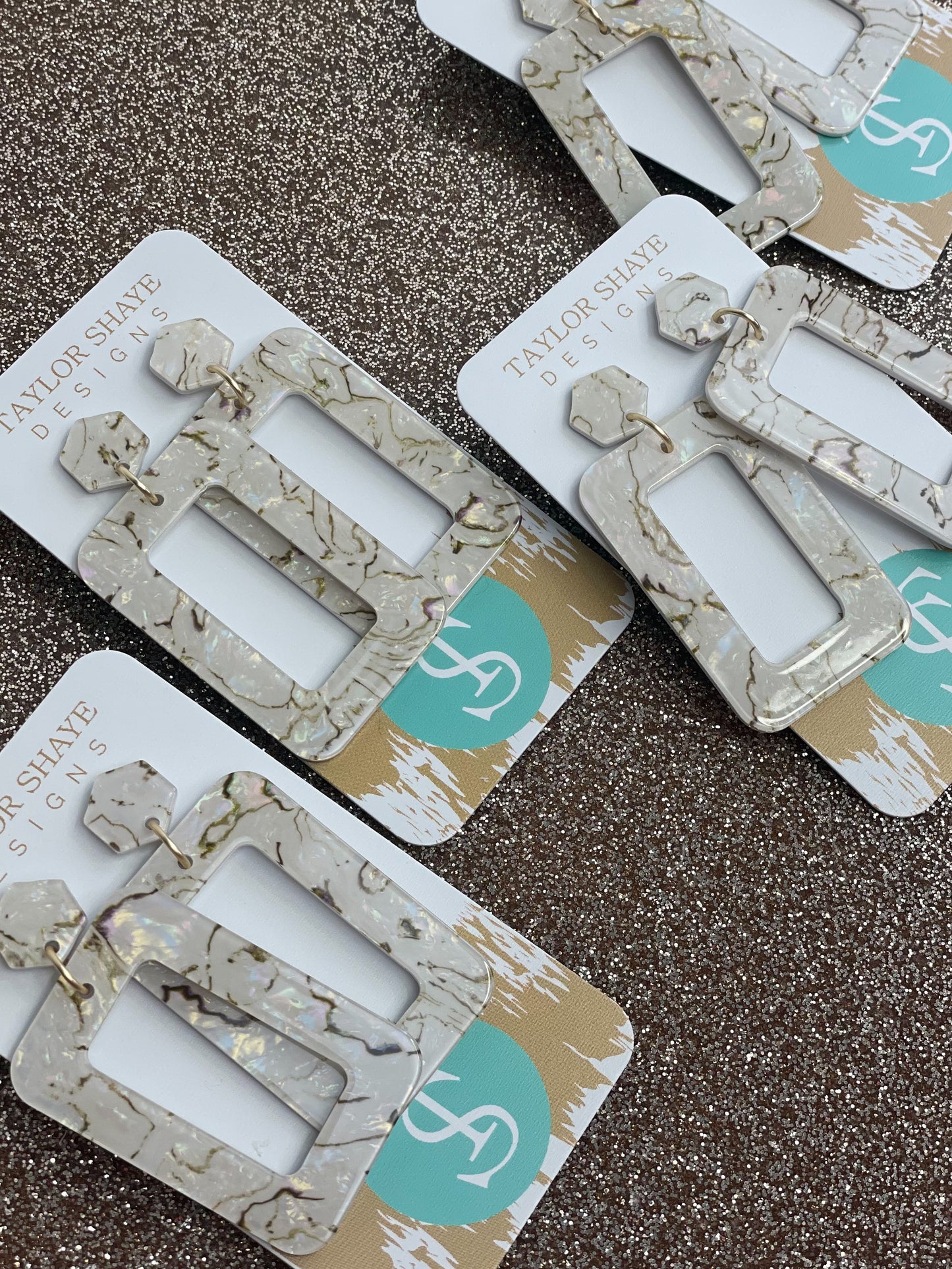 Tan/Marble Acrylic Rectangle Drops