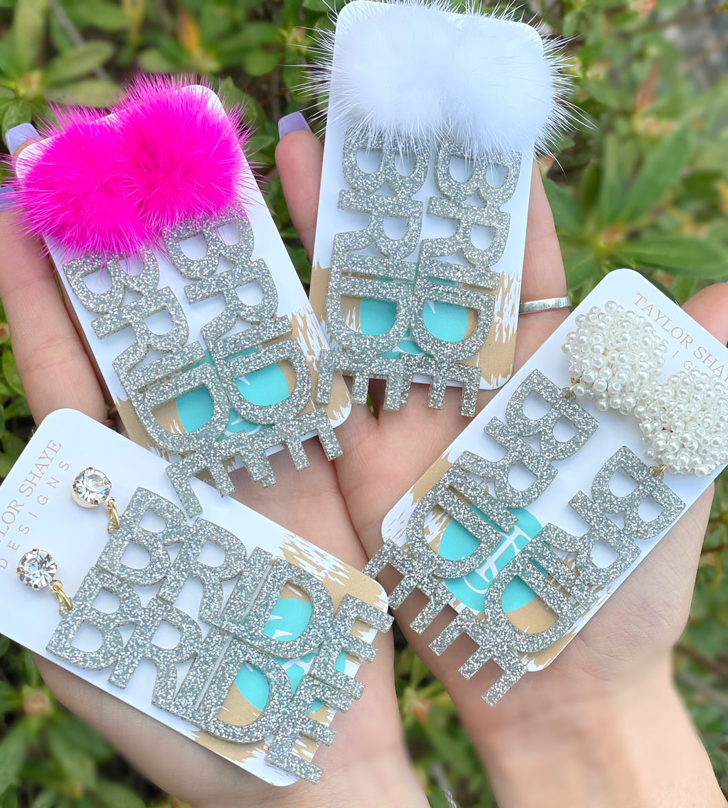 Multi Glitter Bride Earrings
