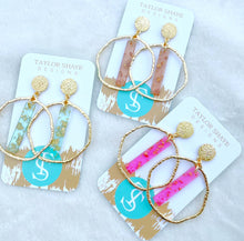 Load image into Gallery viewer, Colorful Gold Leaf Stick Hoops
