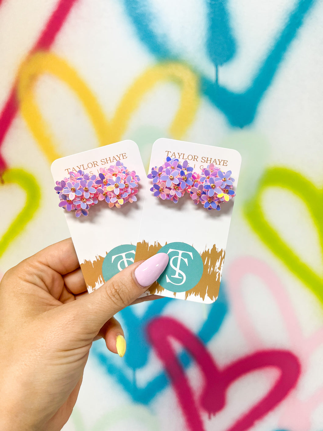 Pink Iridescent Flower Studs