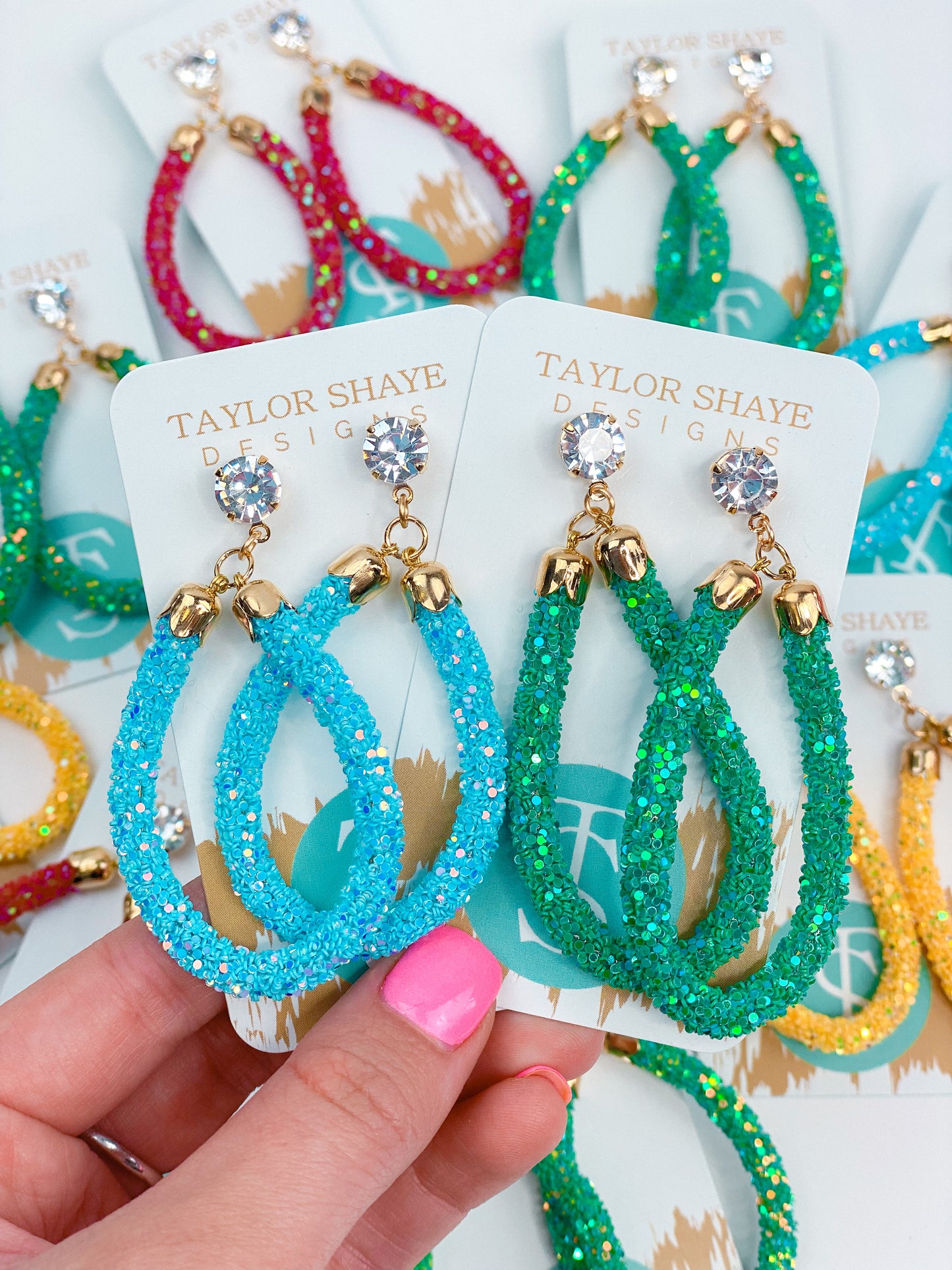 Green Glitter Teardrops