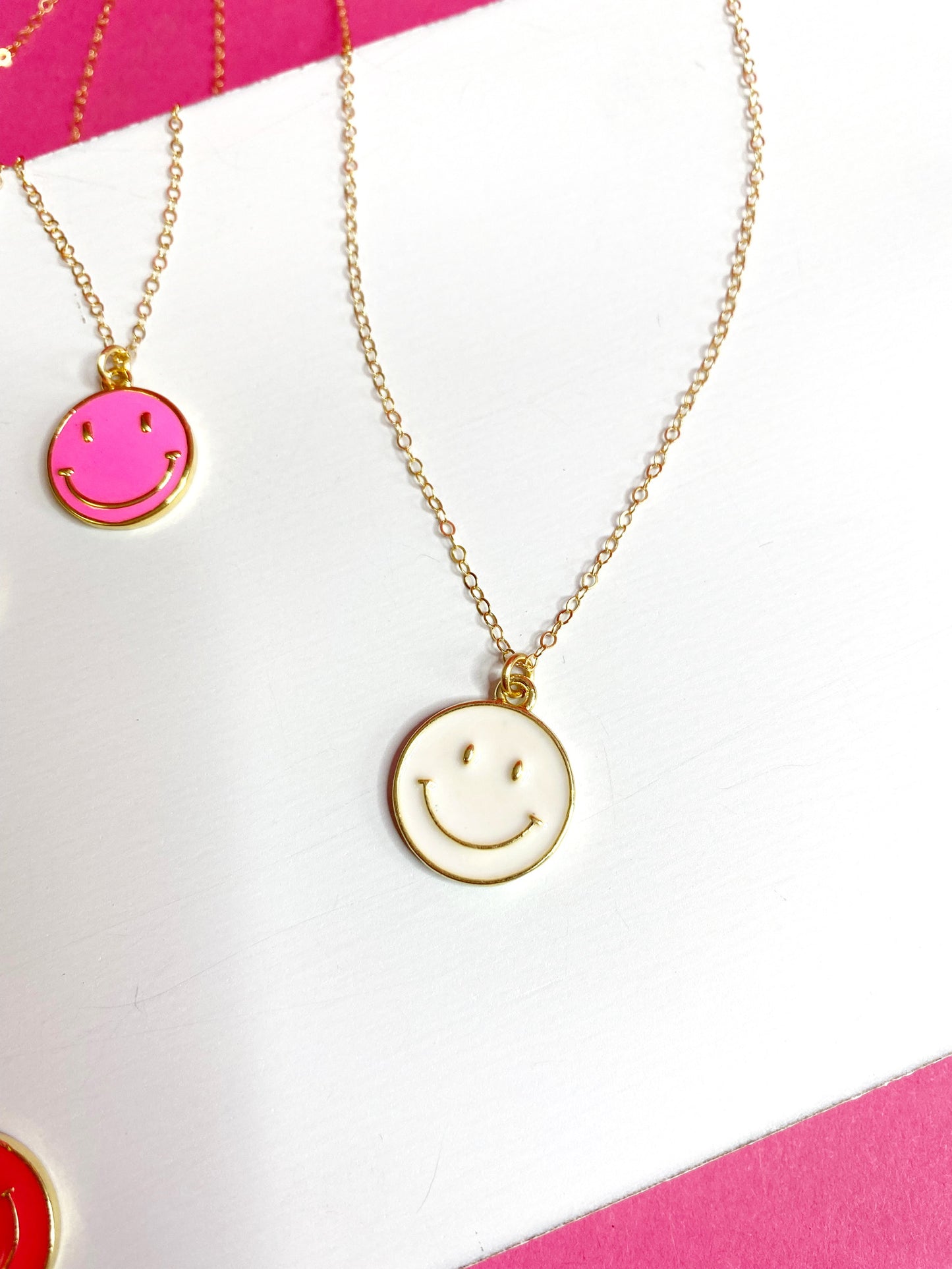 Dainty Chain Smiley Necklace