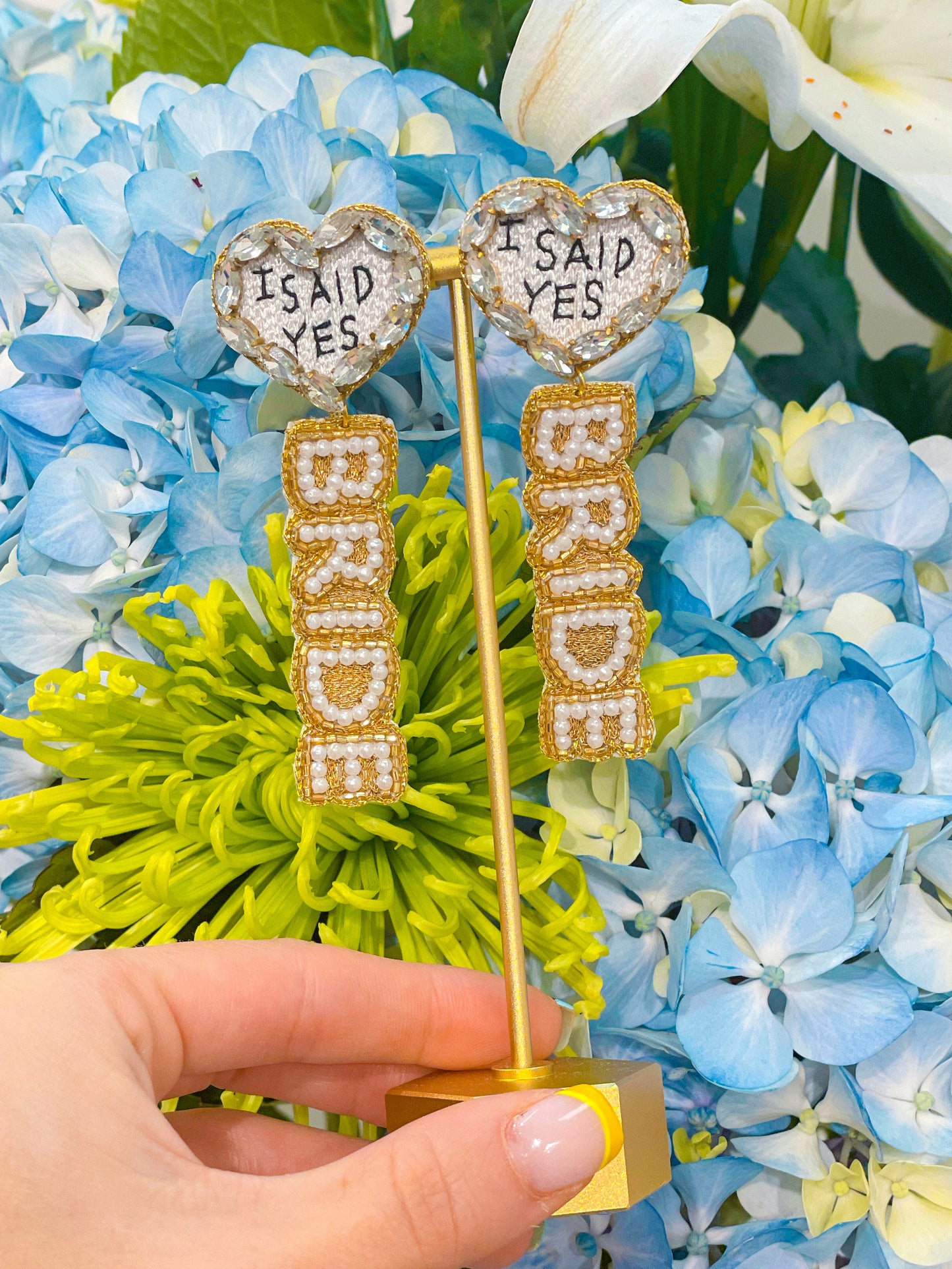 Custom Beaded I SAID YES Bride Drops