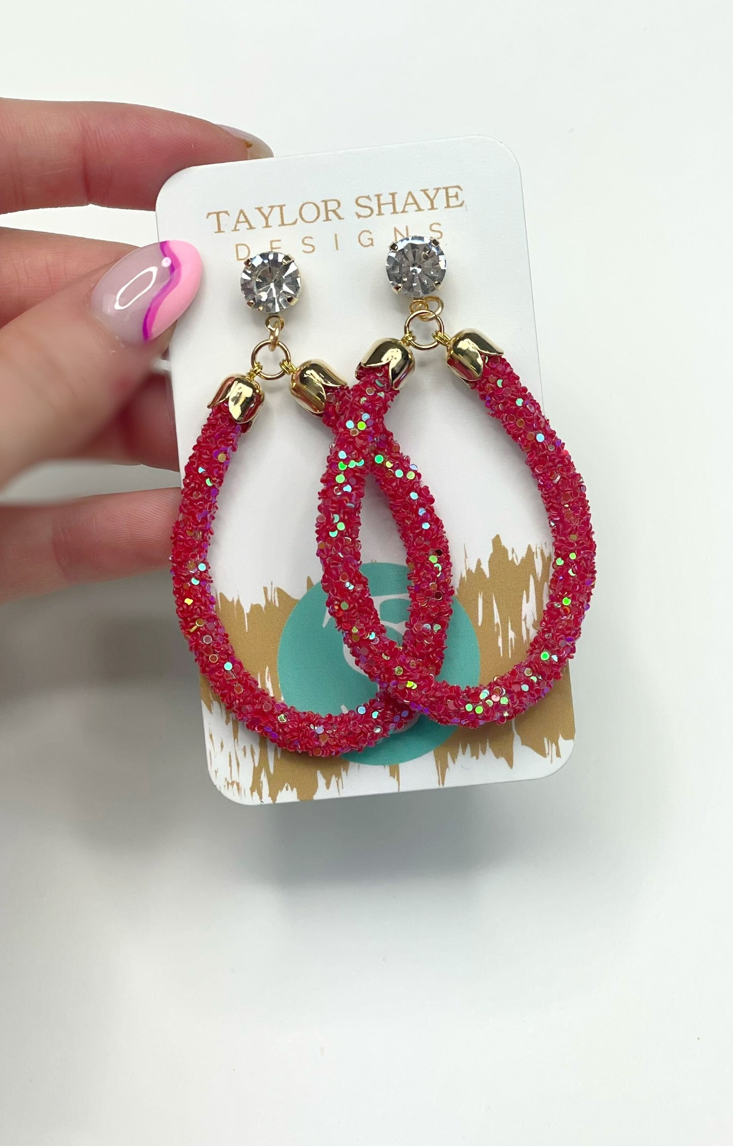 Green Glitter Teardrops