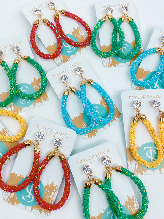 Green Glitter Teardrops