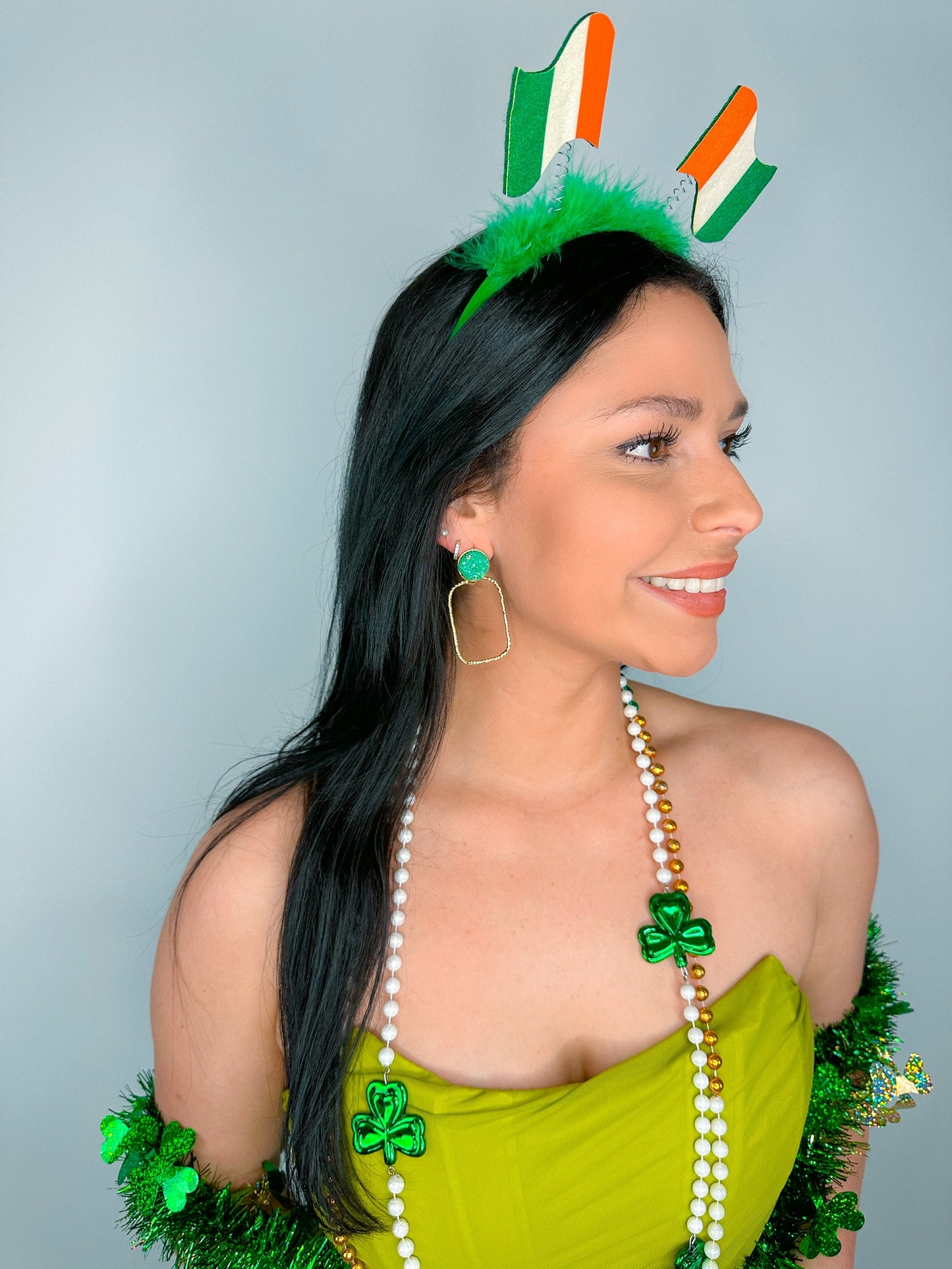 Green Glitter Top Hoops