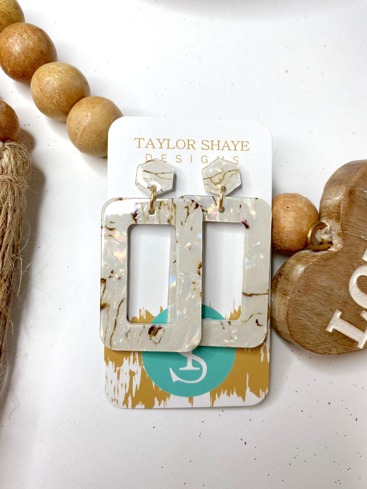 Tan/Marble Acrylic Rectangle Drops