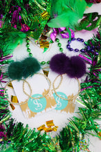 Load image into Gallery viewer, Mardi Gras Puff Hoops
