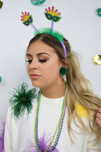 Load image into Gallery viewer, Mardi Gras Puff Hoops
