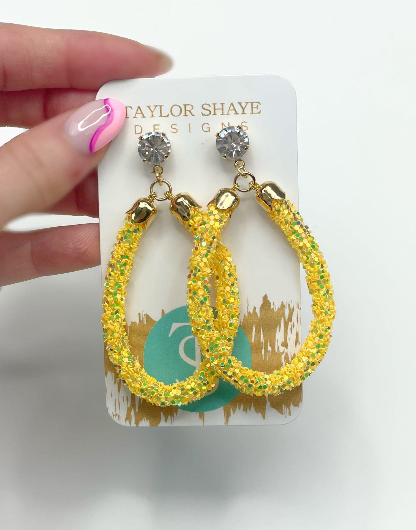 Green Glitter Teardrops