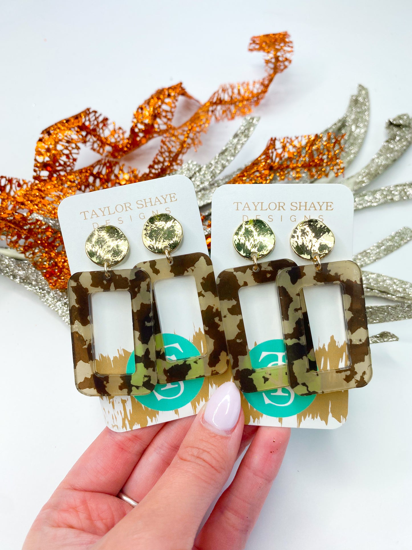 Tortoise Acrylic Rectangle Drops