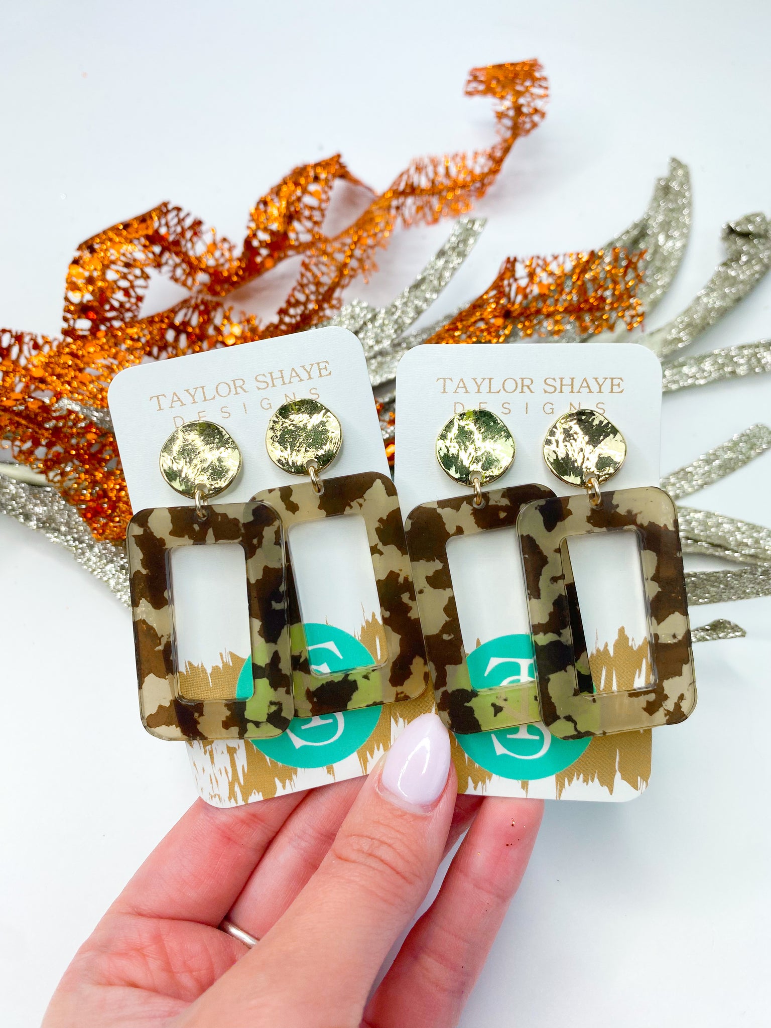 Tortoise Acrylic Rectangle Drops – Taylor Shaye Designs