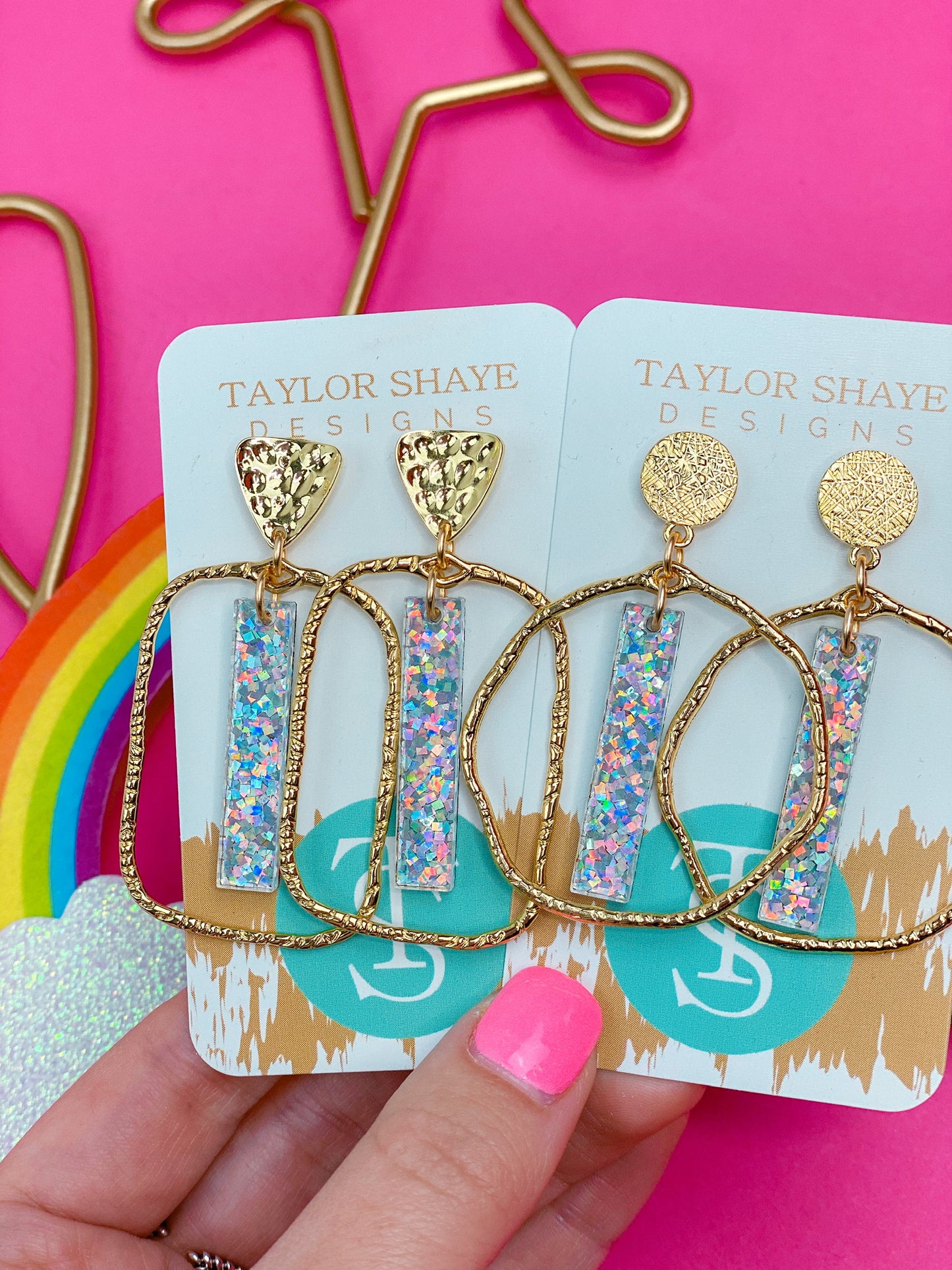 Silver Sequin Stick Hoops