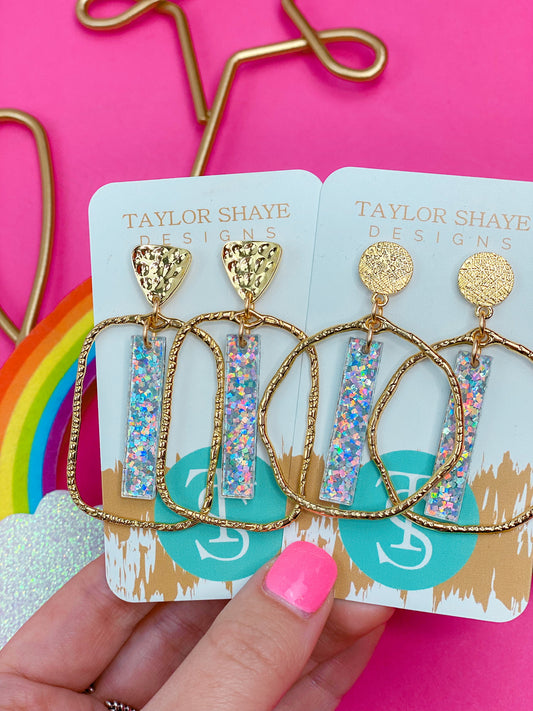 Silver Sequin Stick Hoops