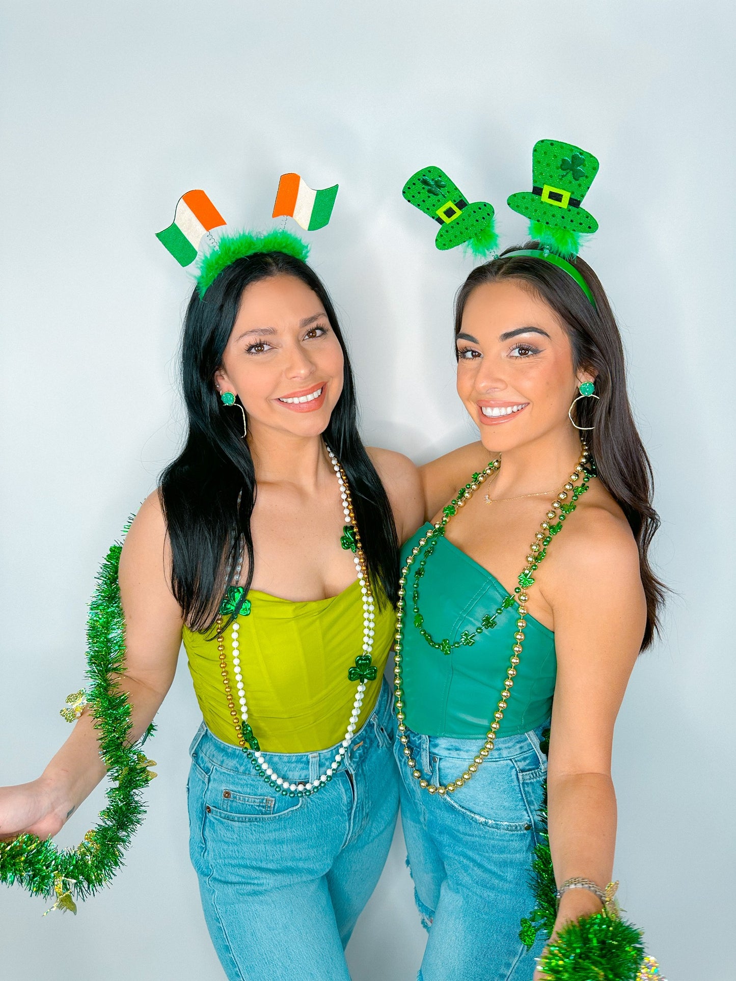 Green Glitter Top Hoops