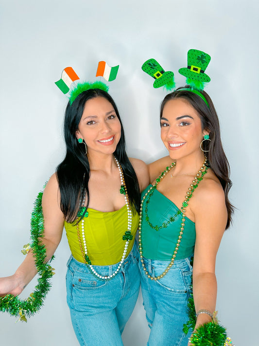 Green Glitter Top Hoops