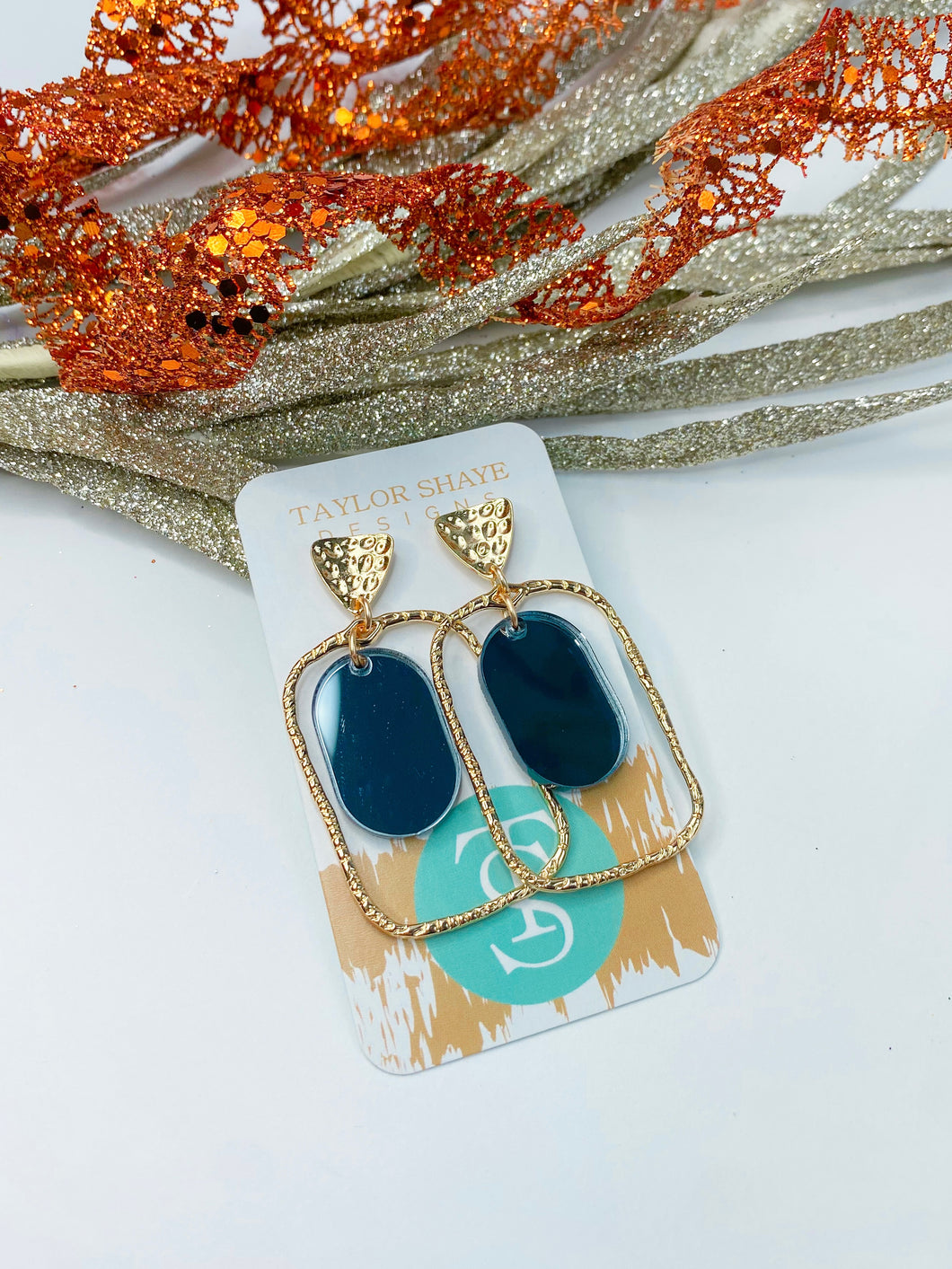 Gray Mirror Oval Hoops