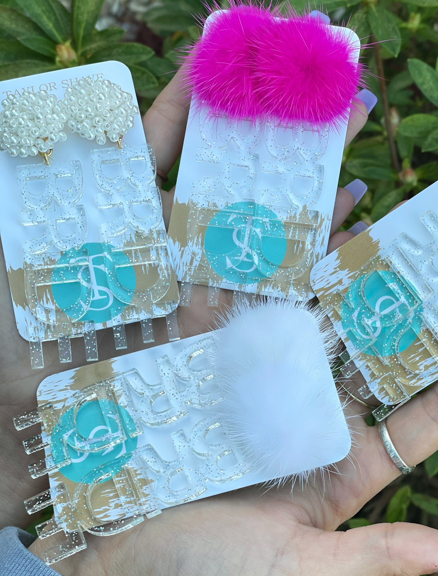 Clear Glitter Bride Earrings