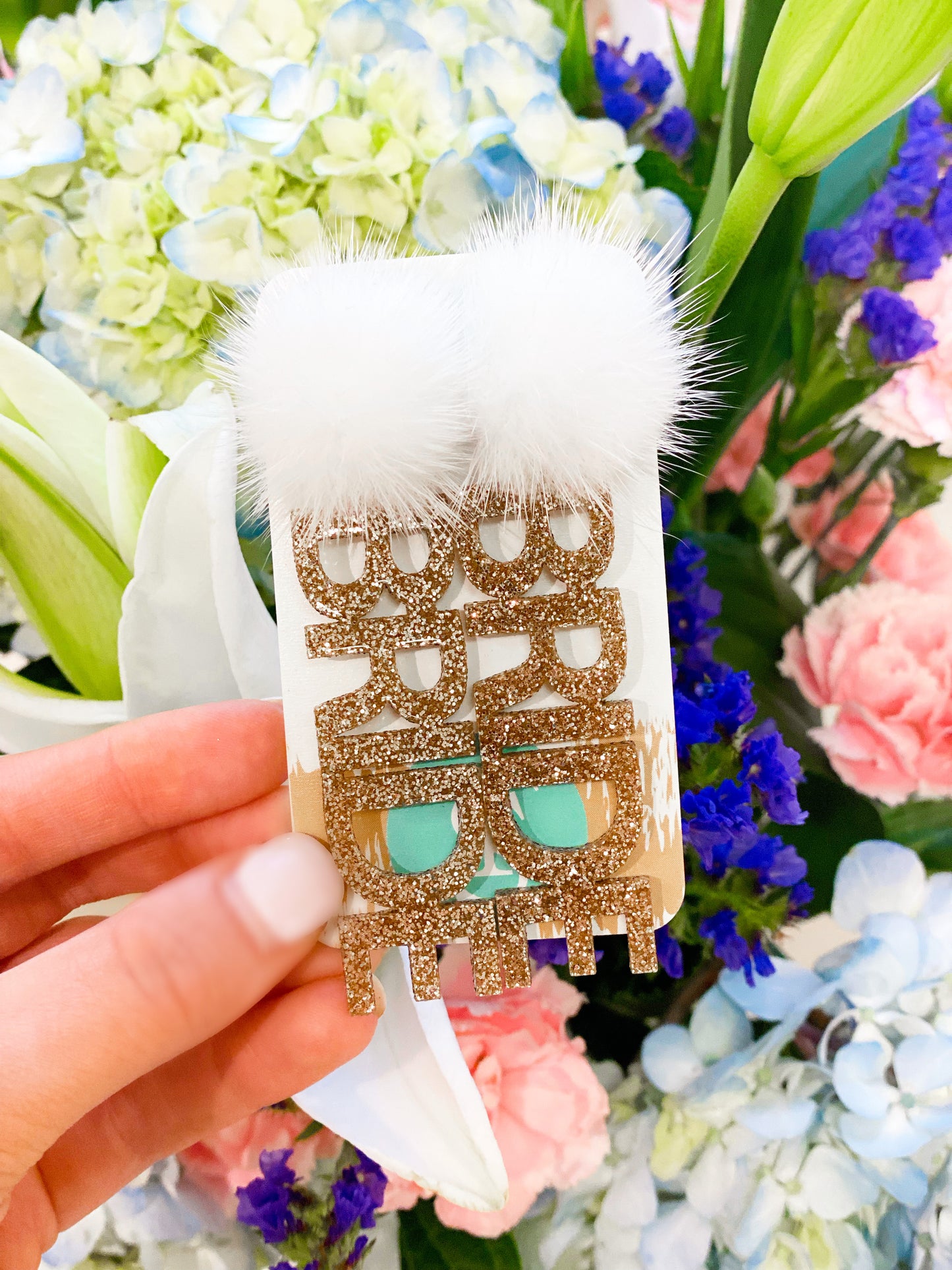 Gold Glitter Bride Earrings