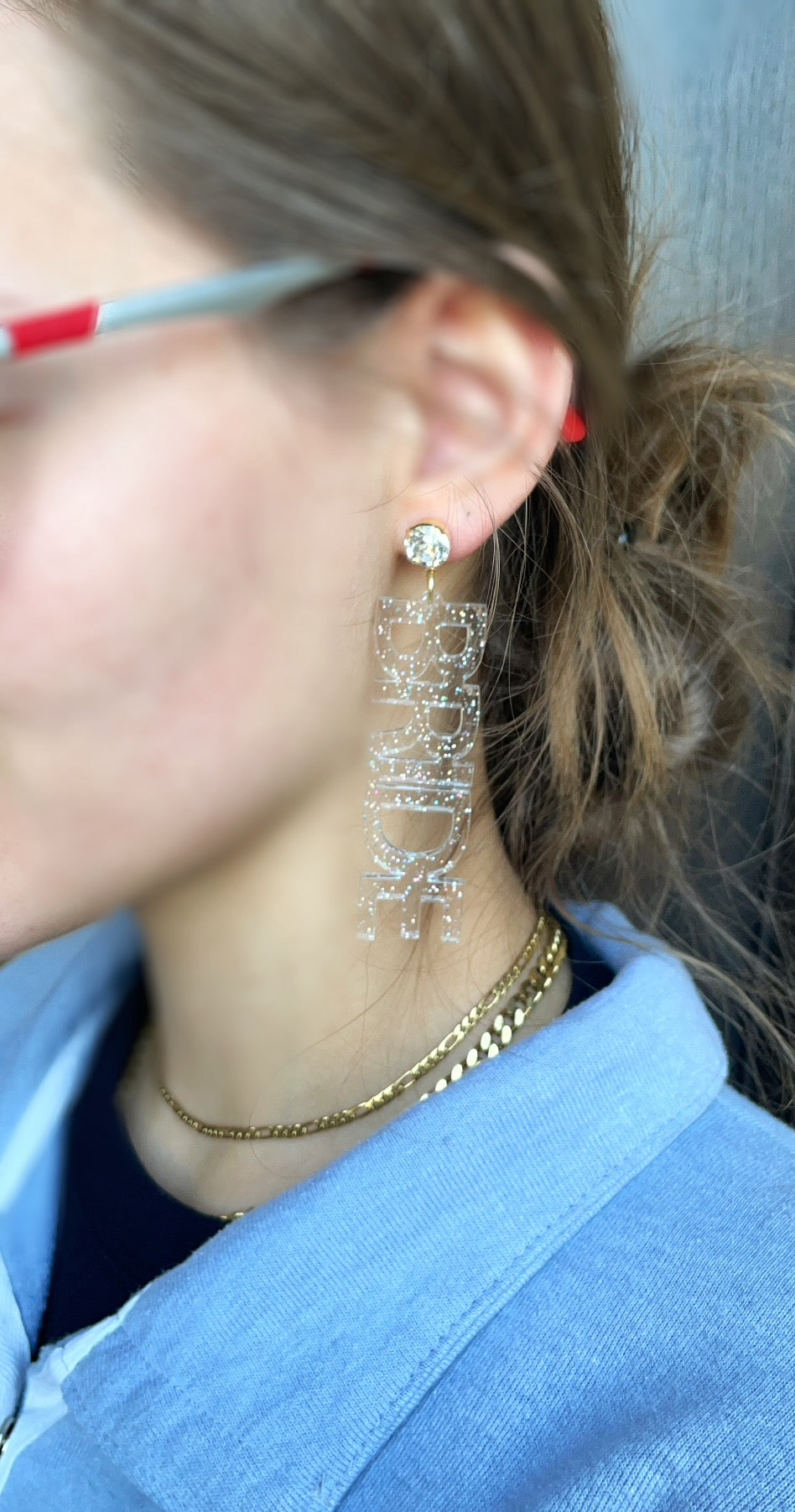 Clear Glitter Bride Earrings