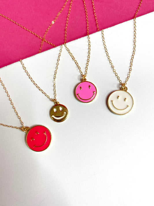 Dainty Chain Smiley Necklace