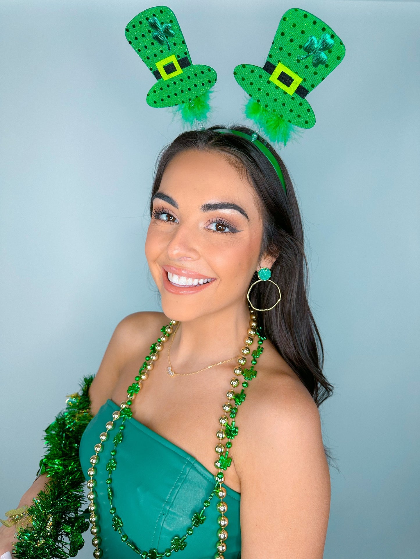 Green Glitter Top Hoops