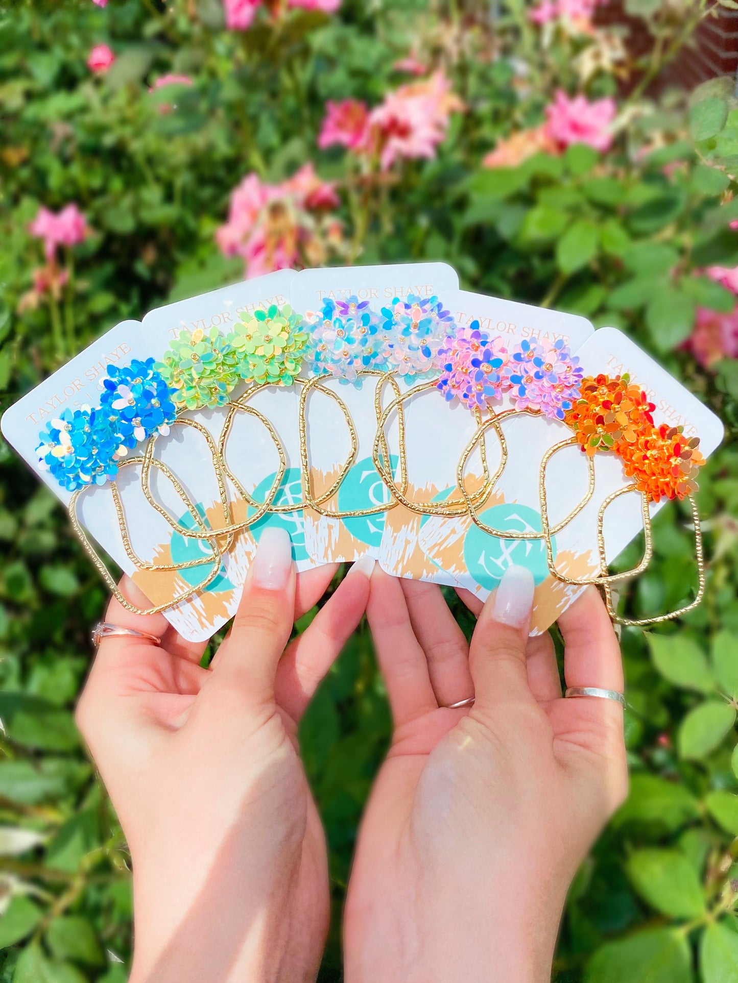 Iridescent Flower Hoops