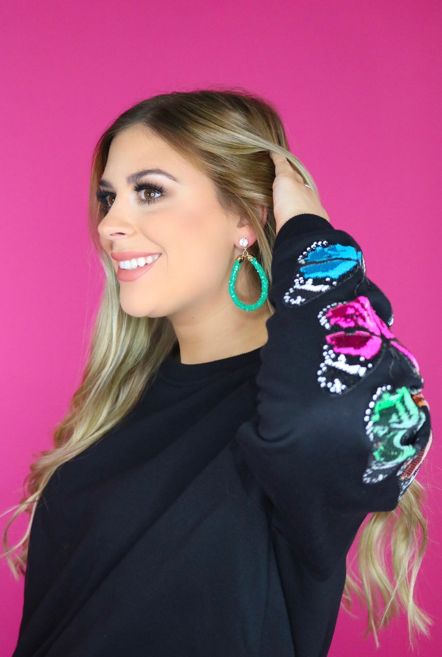 Green Glitter Teardrops