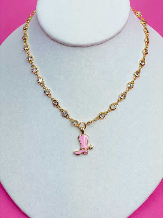 Pink Boot Necklace